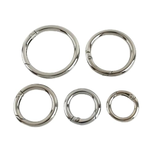 elliptische Feder O-Ring, 20 Stück Metall-Feder-O-Ring-Schnallen for Tasche, Handtasche, Gürtelband, Schnalle, Schlüsselanhänger, Schnappverschluss, Haken, DIY-Leder-Accessoires(Silver,10mm) von MRVAKDYDI