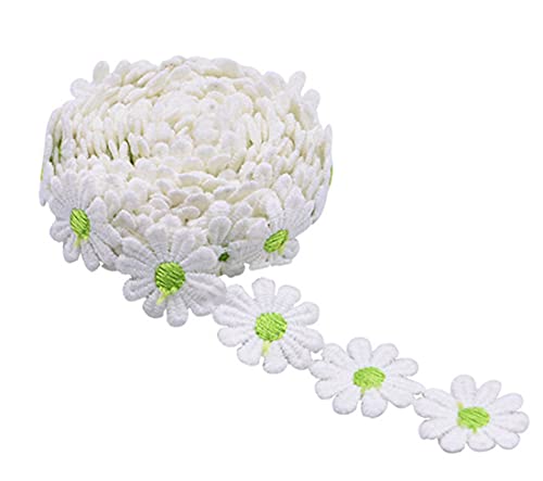 Spitzenband mit Gänseblümchen-Applikation, Blumenapplikation, Spitzenband für Geschenkverpackungen, Nähen, Basteln, Hochzeitskleid, Haar-Accessoires, Schmuckherstellung, Traumfänger, Quaste, von MSCFTFB