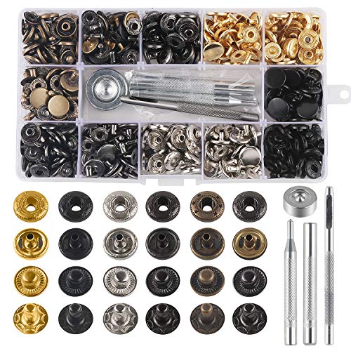 MSDADA Druckknopf Set, 132 Sets Button Werkzeug, Metall Kupfer Druckknöpfe Fixierwerkzeug Kit für Kleidung Leder Handwerk Jacke Brieftasche Handtasche Muttertag Kindertag Geschenk von MSDADA