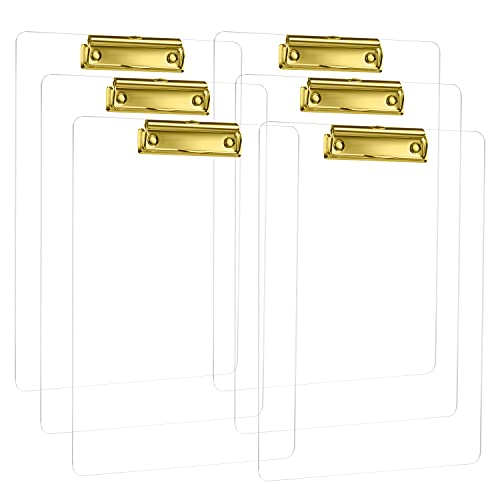 MSDADA Schreibmappe mit Golden Metalklemme, Acryl Transparent Klemmbrett Größe A4 hoch Klemmbrettmappe(6 Stück) von MSDADA
