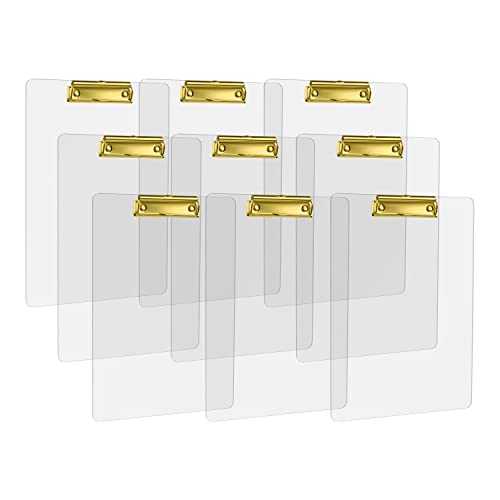 MSDADA Schreibmappe mit Golden Metalklemme, Acryl Transparent Klemmbrett Größe A4 hoch Klemmbrettmappe(9 Stück) von MSDADA
