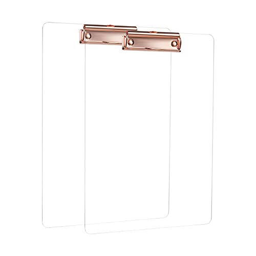 MSDADA Schreibmappe mit Roségold Metalklemme, Acryl Transparent Klemmbrett Größe A4 hoch Klemmbrettmappe(2 Stück) von MSDADA