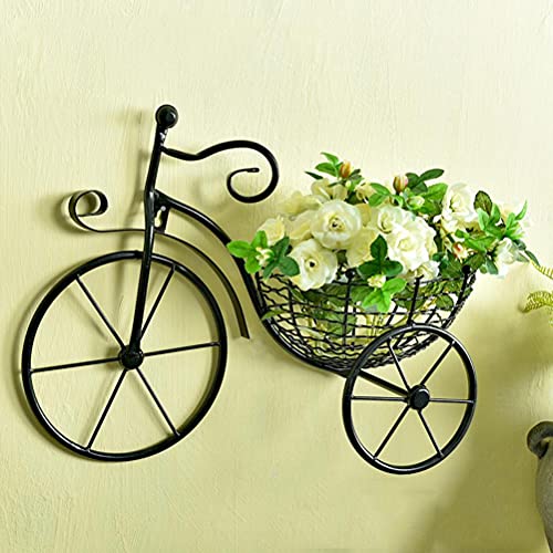 Wandblumenkorb Fahrrad, Blumenhalter aus Schmiedeeisen, Fahrrad-Design, Pflanzenhalterung, künstliche Blumen, einzigartiges Design von MSLing