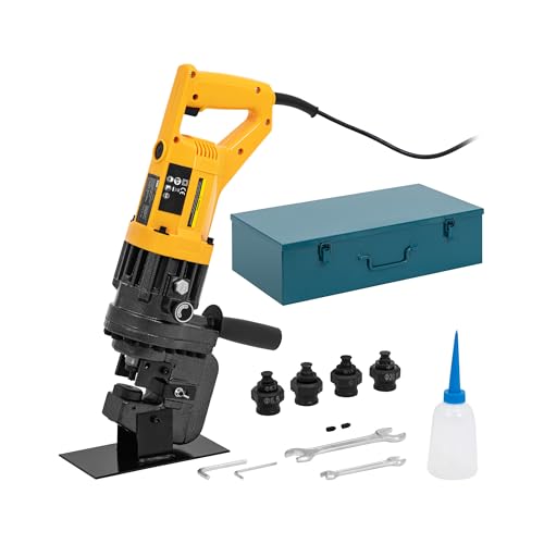 MSW Tragbare Lochstanze elektrohydraulisch 1200 W 300 bar mit 5 Matrizen: Ø 6,5/9 / 13/17 / 20,5 mm für bis zu 8 mm starkes Metall Stanzmaschine Lochstanzer von MSW Motor Technics