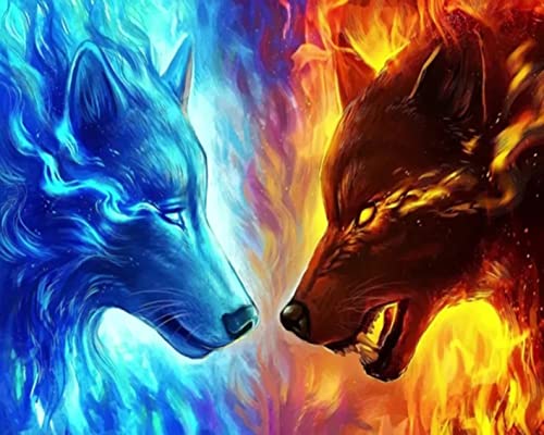 MT Majami Diamond Painting DIY 5D Diamantmalerei Flammen Wolf 30x40 cm Gemälde Wanddekoration Freizeitspaß Erwachsene Jugendliche fantasy Diamant von MT Majami