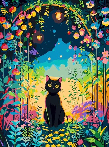 Katze Malen Nach Zahlen Erwachsene und Kinder Anfänger Gemälde,Malen nach Zahlen Kits auf Leinwand für Home Wall Decor Acryl 30×40 cm-Tiere,Bunte Katze von MT13053-DE1