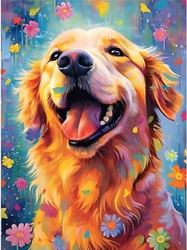 Hund Malen Nach Zahlen Erwachsene-DIY Handgemalt Ölgemälde Kit für Erwachsene Mit 3-Pinseln und Acrylfarbe,DIY Handgemalt öLgemäLde Kit Als Geschenk(30X40 cm,Rahmenlos) von MT13708-DE