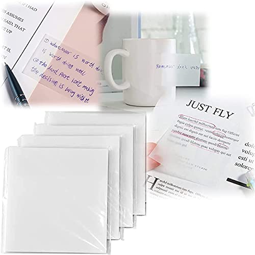 MTDBAOD Transparent Sticky Note Pads,Waterproof Self-Adhesive Memo Papers Message Reminder,Clear Matte Stickies,for Reading,Studying,Home,School von MTDBAOD