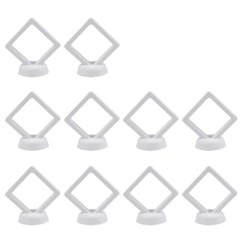 MTKSFDC Bilderrahmen Zum BefüLlen 5/10 Stück 3D schwebender Bilderrahmen, Schattenbox, Schmuckständer, Ringanhängerständer, Schutz, Schmuckstein-Displaybox(White 10PCS) von MTKSFDC