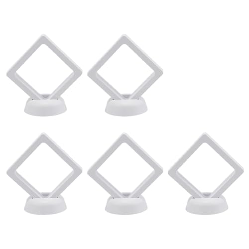 MTKSFDC Bilderrahmen Zum BefüLlen 5/10 Stück 3D schwebender Bilderrahmen, Schattenbox, Schmuckständer, Ringanhängerständer, Schutz, Schmuckstein-Displaybox(White 5PCS) von MTKSFDC