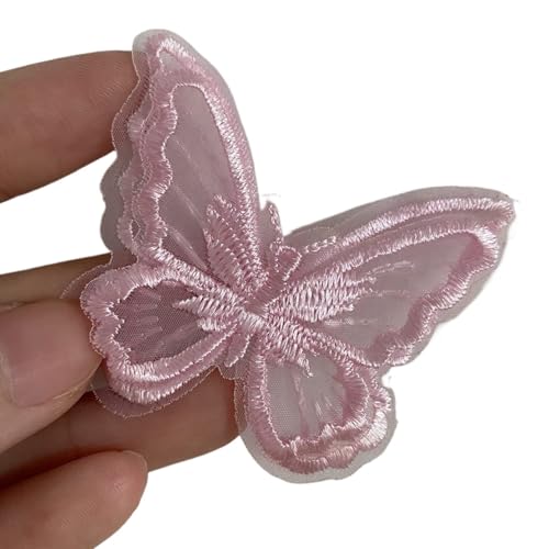 MTKSFDC Blumen Zum AufbüGeln 10 Stücke Doppelschicht Mesh Spitze Schmetterling Patches Applikationen Reparatur(Pink) von MTKSFDC