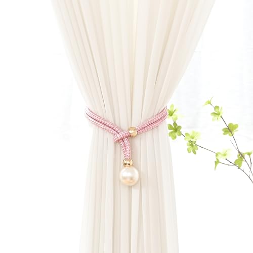 MTKSFDC Gardinen Raffhalter 1/2/4 Stück Vorhang-Raffhalterseil mit 4 cm Perlen-Fenstervorhang & Voile-Raffhalter, Vorhänge, Ornamente, Perlenvorhangseile(Pink,1 Pc) von MTKSFDC