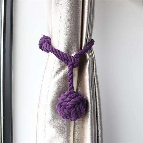 MTKSFDC Gardinen Raffhalter 1Pcs Kreative Vorhang Raffhalter Hause Dekorative Zimmer Zubehör Einfache Fenster Schnalle Seil Handgemachte Vorhang Halter Cilp Seil(Purple) von MTKSFDC