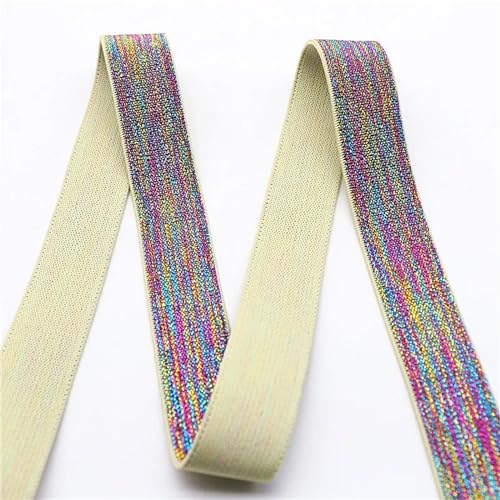 MTKSFDC Gummiband Nähen 5 m Gummiband, 25 mm, buntes elastisches flaches elastisches Seil, elastisches Hosengürtel, Bekleidungszubehör, elastisches Band for Nähen(Glitter Powde5) von MTKSFDC