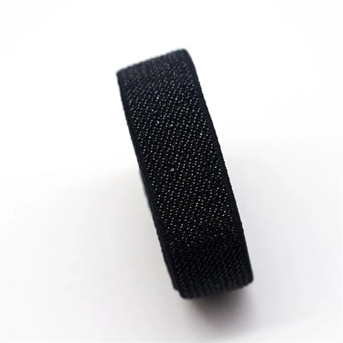 MTKSFDC Gummiband Nähen 5 m hochdichter gewebter Golddraht und silberner Flacher elastischer Gürtel, Gold- und Silber-Gummiband, DIY-Kleidung, Hosen, Nähzubehör(Black on Black 15mm) von MTKSFDC