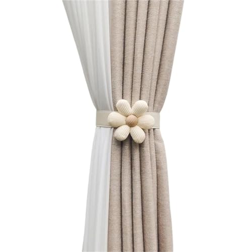 MTKSFDC Raffhalter für gardinen 2 Stück Moderne und minimalistische Blumenvorhänge mit Trägern und elastischen Bändern, Vorhangschlösser, Vorhangschnur-Clips, Wohndekoration(Beige-one) von MTKSFDC