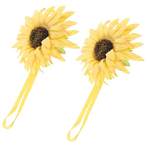 MTKSFDC Raffhalter für gardinen 2 Stück Vorhang-Sonnenblumen-Krawatten-Zubehör for Vorhänge, gelbes Dekor, magnetische Raffhalter, Bankett von MTKSFDC