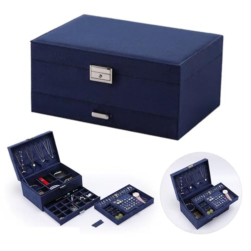 MTKSFDC SchmuckkäStchen Aufbewahrungsbox aus Flanell, anspruchsvolle, Moderne, dekorative Schmuckschatulle, praktische Schmuckschatulle als Geschenk for Frauen(Blue) von MTKSFDC