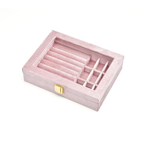 MTKSFDC SchmuckkäStchen Personalisieren Sie Samt Schmuckschatulle Exquisite Mädchen Rosa Schmuck Aufbewahrungskoffer Frauen Schmuck Organizer(G118) von MTKSFDC