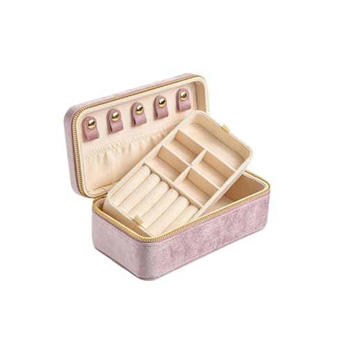 MTKSFDC SchmuckkäStchen Rosa Schmuckschatulle aus Samt for Frauen, Anhänger, Ringe, Ohrringe, Schlüssel-Organizer, personalisierte Geschenke, Reise-Aufbewahrungsbox(G118) von MTKSFDC