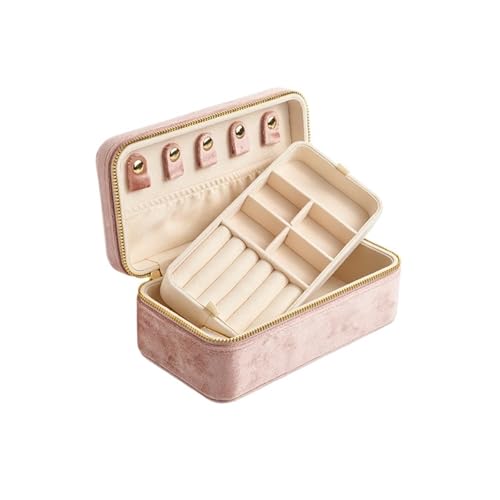 MTKSFDC SchmuckkäStchen Rosa Schmuckschatulle aus Samt for Frauen, Anhänger, Ringe, Ohrringe, Schlüssel-Organizer, personalisierte Geschenke, Reise-Aufbewahrungsbox(G86) von MTKSFDC