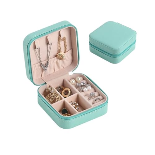 MTKSFDC SchmuckkäStchen Tragbare Schmuckschatulle Schmuck Organizer Display Reise Schmuck Fall Boxen Knopf Leder Lagerung(Blue) von MTKSFDC