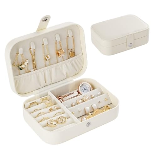 MTKSFDC SchmuckkäStchen Tragbare Schmuckschatulle Schmuck Organizer Display Reise Schmuck Fall Boxen Knopf Leder Lagerung(Blue2) von MTKSFDC