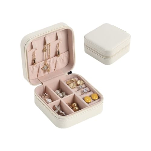 MTKSFDC SchmuckkäStchen Tragbare Schmuckschatulle Schmuck Organizer Display Reise Schmuck Fall Boxen Knopf Leder Lagerung(Pink) von MTKSFDC