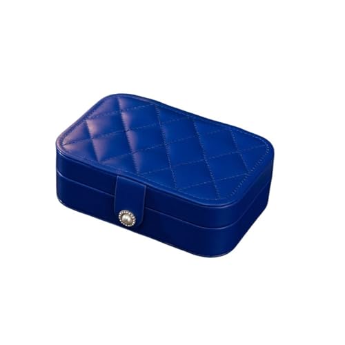 SchmuckkäStchen Doppelschichtige Schmuckschatulle, modischer Schmuck-Organizer aus PU-Leder, leicht, luxuriös, for unterwegs, tragbar, Aufbewahrungskoffer for Ohrringe, Halsketten und Ringe(Dark blue) von MTKSFDC