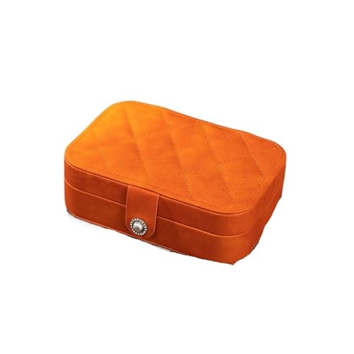 SchmuckkäStchen Doppelschichtige Schmuckschatulle, modischer Schmuck-Organizer aus PU-Leder, leicht, luxuriös, for unterwegs, tragbar, Aufbewahrungskoffer for Ohrringe, Halsketten und Ringe(Orange) von MTKSFDC