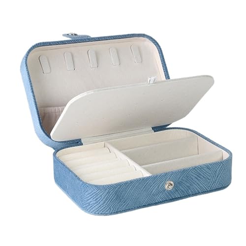 SchmuckkäStchen Personalisierte Hochzeitsschmuck-Aufbewahrungsbox, tragbare Reise-Schmuckschatulle, Geschenke for Brautjungfern, Aufbewahrungskoffer for Ohrringe und Halsketten(Blue,Black Text) von MTKSFDC