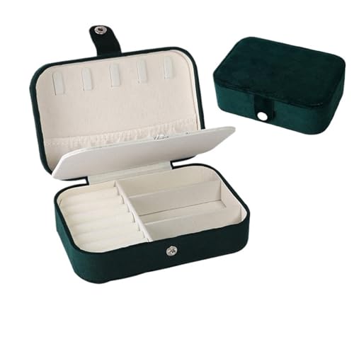 SchmuckkäStchen Personalisierte Hochzeitsschmuck-Aufbewahrungsbox, tragbare Reise-Schmuckschatulle, Geschenke for Brautjungfern, Aufbewahrungskoffer for Ohrringe und Halsketten(Dark Green,White Text) von MTKSFDC