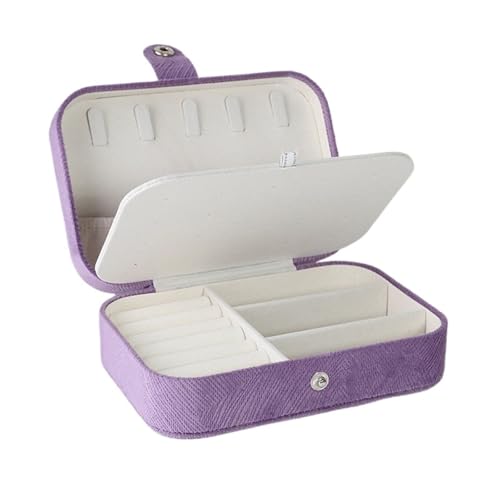 SchmuckkäStchen Personalisierte Hochzeitsschmuck-Aufbewahrungsbox, tragbare Reise-Schmuckschatulle, Geschenke for Brautjungfern, Aufbewahrungskoffer for Ohrringe und Halsketten(Purple,Black Text) von MTKSFDC