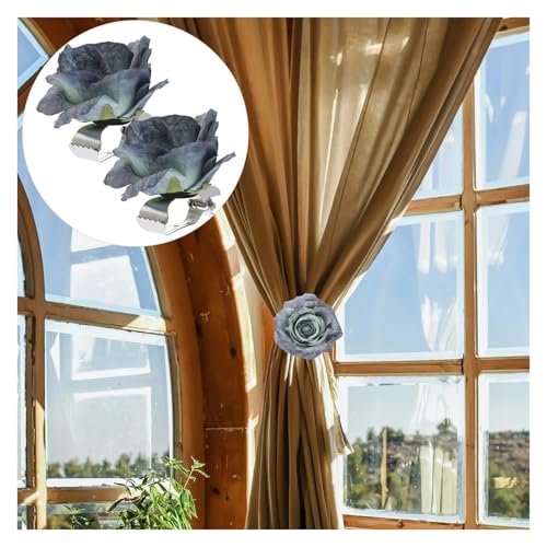 raffhalter für gardinen 2 Stück Vorhang-Clip-Schnallen-Clips, Bindung, Blumen-Krawatten-Zubehör, Raffhalter, Metall-Kind-Klemme, Vorhang-Halterung, exquisiter Blumen-Dekor-Stil, Fenster-Vorhang-Raffha von MTKSFDC