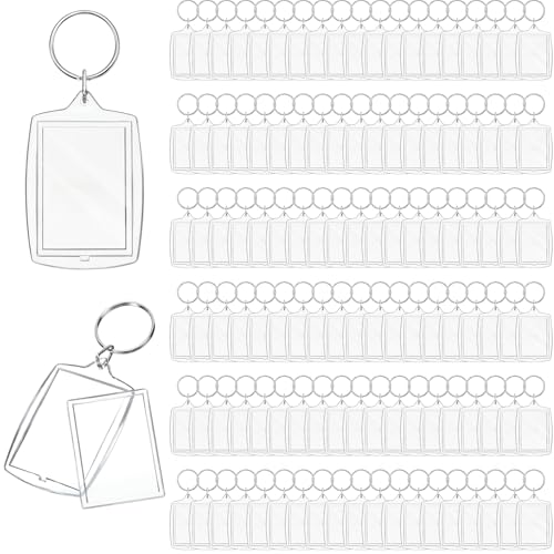 Transparenter Acryl-Fotorahmen-Schlüsselanhänger, Foto-Einsatz, Schlüsselanhänger, blanko, rechteckig, DIY-Schlüsselanhänger, Bilderrahmen, Schlüsselanhänger mit Spaltring, geeignet für 3,3 x 4,6 cm von MTLEE