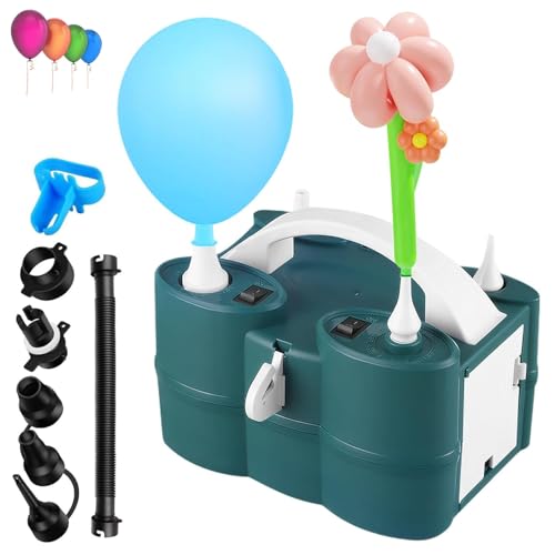 MTTXY Ballonpumpe - Elektroballonpumpe mit Zwei Düsen Tragbarer Ballonmaschine Inflator für Latex 260Q und Folienballons für Die Dekoration Party Hochzeits Geburtstag von MTTXY