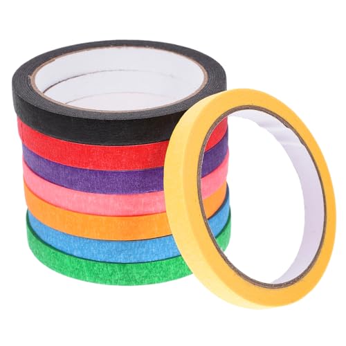 MUCKLILY 1 Satz 1 Satz Farbiges Abdeckband Buntes Klebeband Zeichenband Malerband Abdeckpapier Zum Malen Von Autos DIY Klebeband Regenbogenband Farbiges Klebeband Für 8 Rollen von MUCKLILY