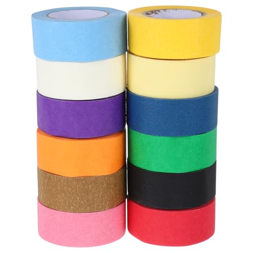 MUCKLILY 12 Rollen Buntes Malerband Washi-tape Basteln Dekorative Klebebänder Planer Liefert Journaling-zubehör Dekorative Bänder Für Sammelalben Geschenkband Als Süßes Band Papier von MUCKLILY