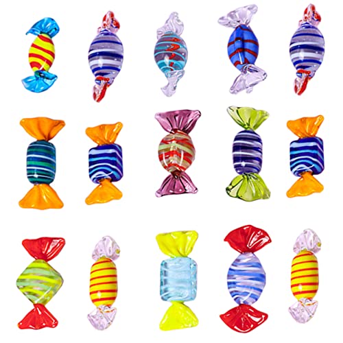 MUCKLILY 15st Glasfarbene Bonbons Bonbonfiguren Aus Glas Süßigkeiten-dekor Glas Milch Desktop-dekor Zuckerstange Süßigkeiten Süßigkeiten Ornament Schreibtisch Ornamente von MUCKLILY