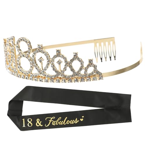MUCKLILY 1Satz Geburtstagskrone Und Schärpe Set Für Frauen Goldene Tiara Und Schimmernde Schultergurt Dekoration Für Geburtstagsfeiern Auffällige Party Zubehör MUCKLILY 1Satz Geburtstagskrone Und Schärpe Set Für Frauen Goldene Tiara Und Schimmernde Schultergurt Dekoration Für Geburtstagsfeiern Auffällige Party Zubehör von MUCKLILY