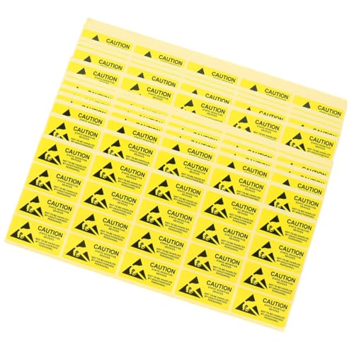 MUCKLILY 200 Stk Antistatisches Etikett Elektrostatisch Empfindliche Aufkleber Warnaufkleber Zum Statischen Schutz Statisch Haftende Aufkleber Statische Aufkleber Alarmzeichen Papier Yellow von MUCKLILY