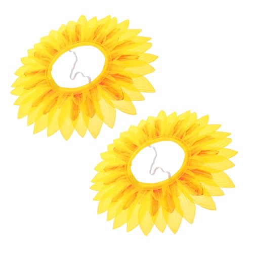 MUCKLILY 2st Sonnenblumenkopfbedeckung Cosplay-sonnenblumen-kopfbedeckung Gänseblümchen-kopfbedeckung Verrückter Hut Sonnenblume Cosplay Hut Sonnenkostüm Seidentuch Kind Krone Weihnachten von MUCKLILY