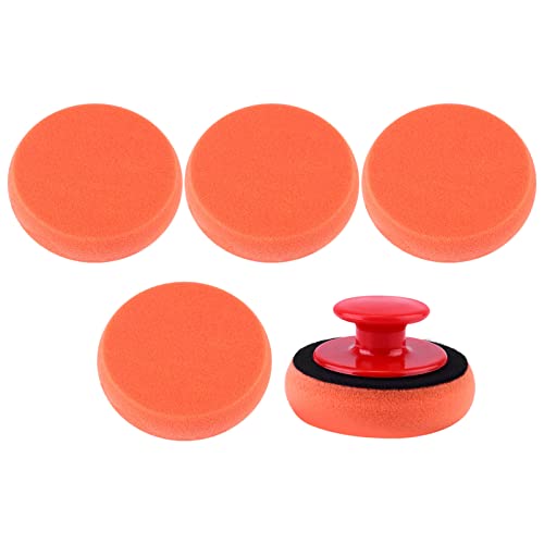 MUCKLILY 3 Sätze Wachsen Handpolitur Poliermaschinen Waschpinsel Auto Car Polisher Universelles Polierpad Auto-polierpad Werkzeug Wachspad-kit Polierpad Mit Griff Schwamm Orange 6 Stück * 3 von MUCKLILY