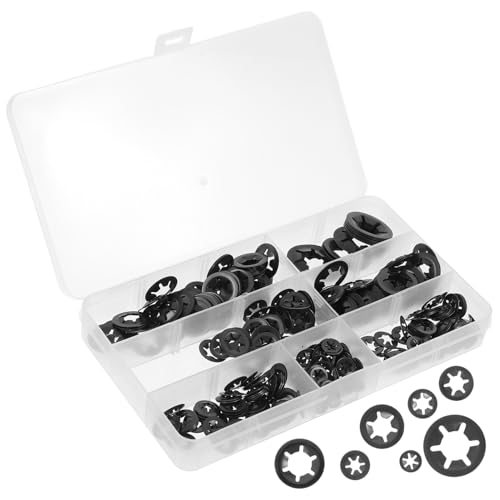 MUCKLILY 340 Stück 7 Interne Zahnscheibe Stecker Lange Zange Hebelwerkzeug Schraubensortiment Sicherungsscheiben Türdichtung Ring Clips Aufstecken Innere Zahnscheibe Black Rostfreier Stahl von MUCKLILY