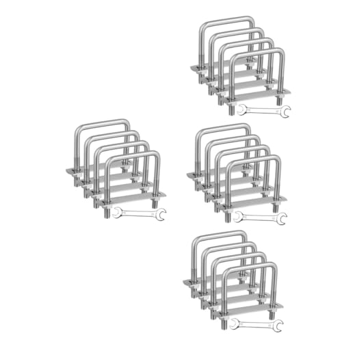 MUCKLILY 4 Sätze Schraubenschlüsselsatz Edelstahlschrauben Industriebedarf Quadratischer U-bolzen U Klemmen Rostfreier U-bolzen Quadratische U-klemme Rostfreier Stahl Silver 4 Stück * 4 von MUCKLILY