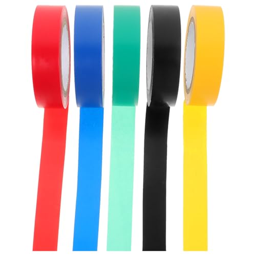 MUCKLILY 5 Rollen Isolierband Klebeband Selbstklebend Farbiges Klebeband Doppelt Trans-tape Neon Flüssig Kabelbinder Gaffers Tape Stecker Auslauf Spender Multi Steckdosenleiste Barren Pvc von MUCKLILY