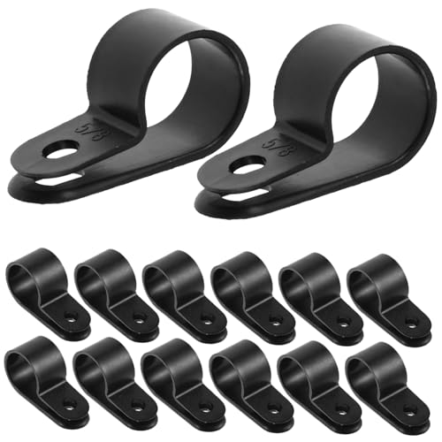 MUCKLILY 50 Stück Nylon-R-Typ-Kabelclip-Organizer-Kabelclip schwarze Kabelclips Kabel-Organizer Wandclips cable clips cable clamp Drahthalter für Kabel Klemme für die Kabelführung PVC Black von MUCKLILY