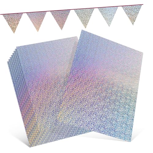 MUELODSIC 10 Blatt Glitzerpapier, Holografischer Karton, Glitzerkarton, Glitzerpapier, Karton Zum Basteln, Kartenmachen, Scrapbook von MUELODSIC