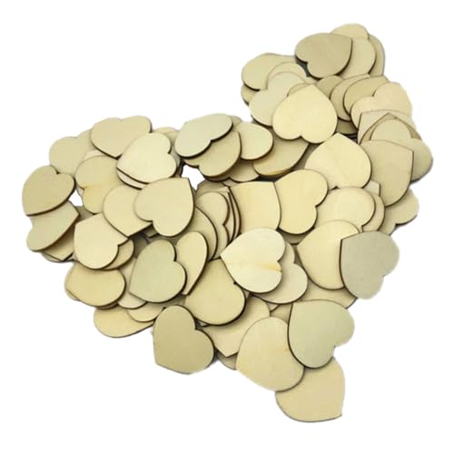 MUELODSIC 100pcs DIY Holzscheiben Kreative Herzform Holzhandwerk Haushalt DIY Zubehör Holzhackschnitzel Für Die Dekoration Hochzeit von MUELODSIC