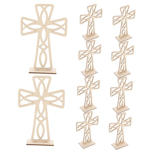 MUELODSIC 10St Kreuzverzierung kreuzförmige Verzierung unvollendetes Kreuz Cruces Kreuz für Mini-Kreuze Holzkreuz Basteln Holzornament DIY-Verzierung Kreuzdekor aus Holz hölzern von MUELODSIC